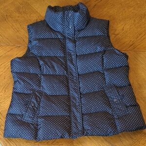 GH Bass Women's Navy Blue Polka Dot Quilted Down Puffer Vest